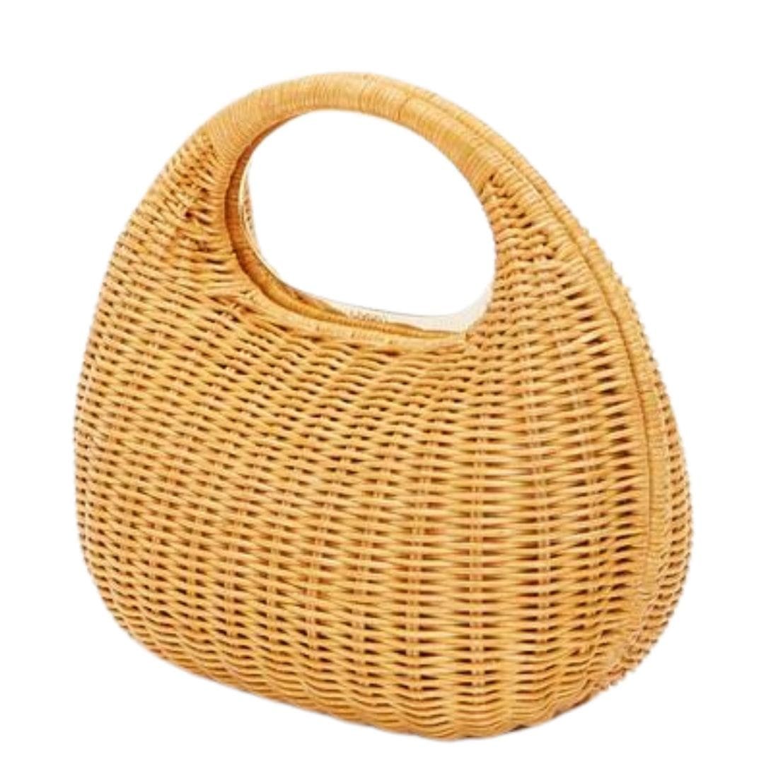 LA GARCONNE RATAN ROUND BAG — BEIGE - Image 2