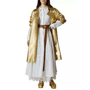 Gold Leather Coat Women