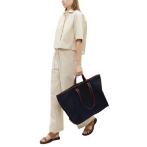 LA GARCONNE KASSL CANVAS TOTE — NAVY / OIL BORDEAUX
