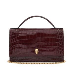 ALEXANDER MCQUEEN WOMENS TOP HANDLE SKULL BAG IN MADDER