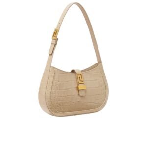VERSACE CROC-EFFECT GRECA GODDESS HOBO BAG