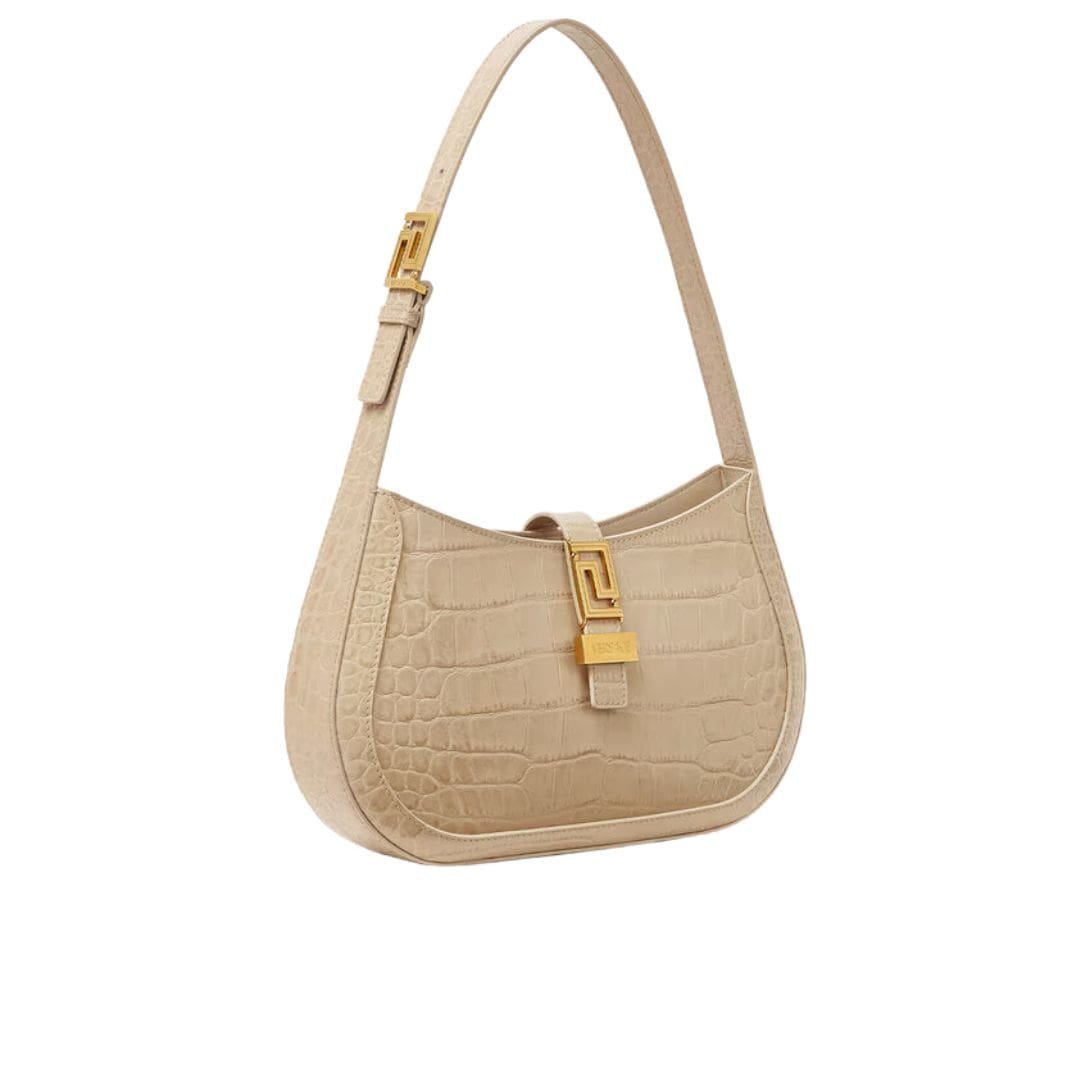 VERSACE CROC-EFFECT GRECA GODDESS HOBO BAG - Image 2