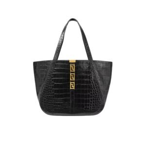 VERSACE CROC-EFFECT GRECA GODDESS LARGE TOTE BAG