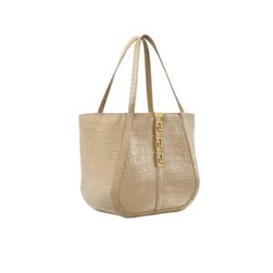 VERSACE CROC-EFFECT GRECA GODDESS LARGE TOTE BAG
