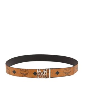 MCM CLAUS LAUREL M REVERSIBLE BELT 1.75” IN MAXI VISETOS COGNAC/SILVER