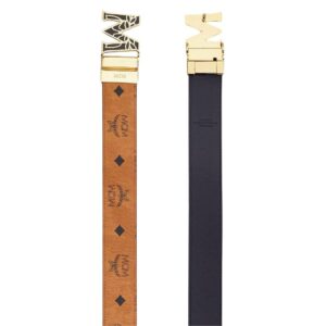 MCM CLAUS EPOXY LAUREL M REVERSIBLE BELT 1.5” IN VISETOS COGNAC/BLACK