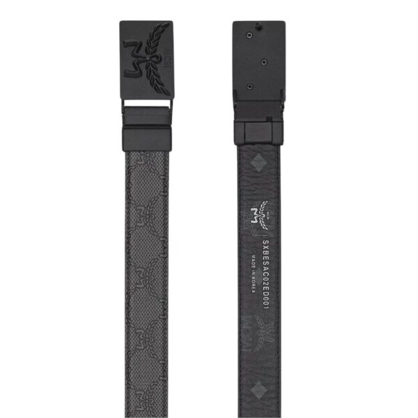 MCM HIMMEL BRASS PLATE REVERSIBLE MONOGRAM BELT GREY - Image 2