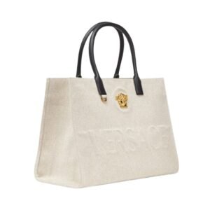VERSACE LA MEDUSA CANVAS LARGE TOTE BAG