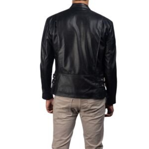 HANK BLACK LEATHER BIKER JACKET