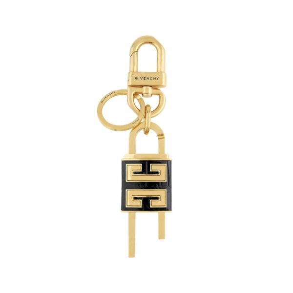 GIVENCHY 4G PADLOCK KEYRING IN METAL AND LEATHER BLACK