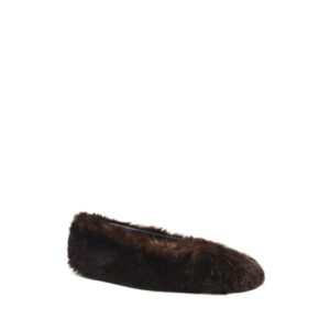 MAGDA BUTRYM FAUX FUR BALLET FLATS IN BROWN