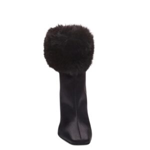 MAGDA BUTRYM FAUX FUR SOCK BOOT IN BLACK SATIN