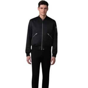 MACKAGE RAMONE SATIN BOMBER JACKET WITH SLEEVE POCKET