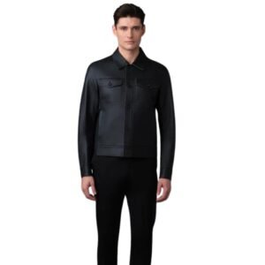 MACKAGE LINCOLN LEATHER JACKET WITH HORN BUTTONS