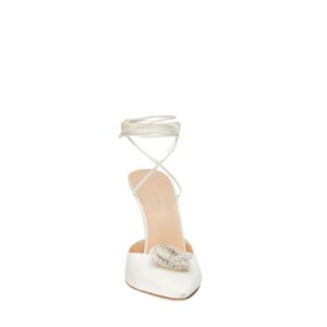 MAGDA BUTRYM POINTED-TOE SATIN MILE WRAP PUMPS IN CREAM