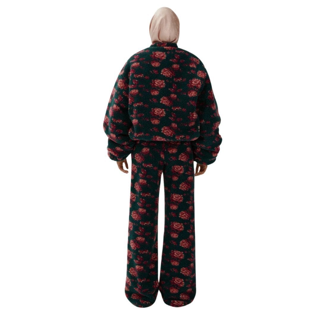 MAGDA BUTRYM OVERSIZED FLEECE IN DARK GREEN FLORAL PRINT - Image 4