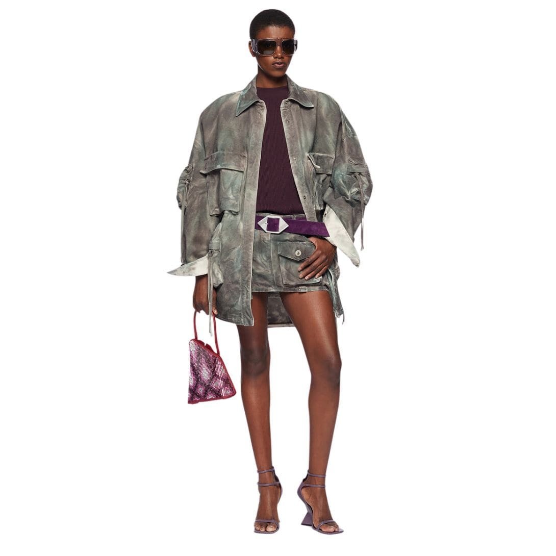 THE ATTICO FERN STAINED GREEN CAMUFLAGE SHORT COAT - Image 3