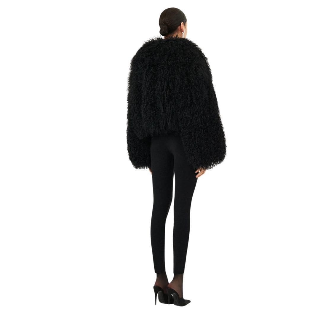 MAGDA BUTRYM SHORT SHAG SHEARLING COAT IN BLACK - Image 4