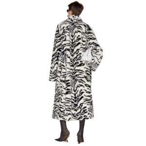 THE ATTICO WHITE AND BLACK LONG FUR COAT