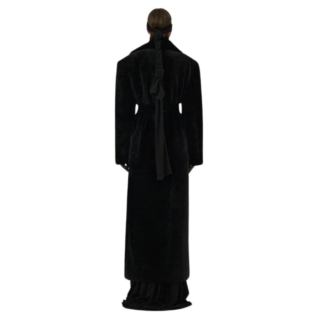 MAGDA BUTRYM LONG SHEARLING COAT IN BLACK - Image 4