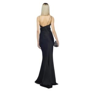 THE ATTICO MELVA BLACK LONG DRESS