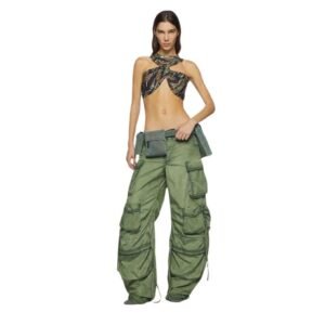 THE ATTICO FERN MILITARY GREEN LONG PANTS