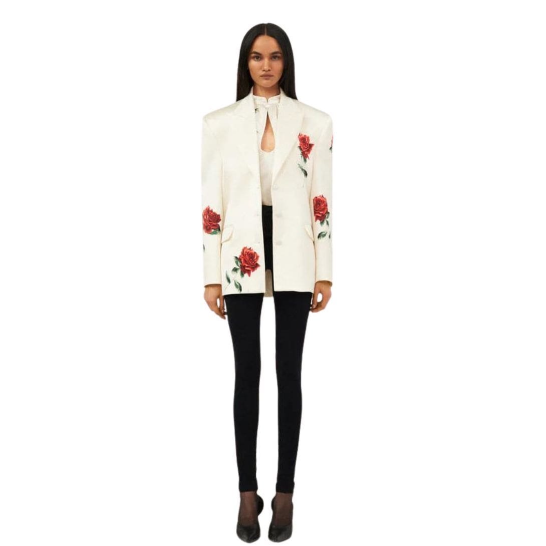 MAGDA BUTRYM ROSE STAMPED OVERSIZED BLAZER IN CREAM - Image 3