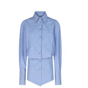 THE ATTICO SILVYE NAVY BLUE AND SKY MINI DRESS