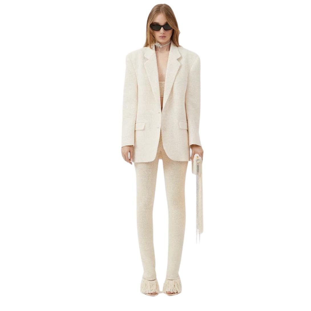 MAGDA BUTRYM TAILORED OVERSIZED HANDWOVEN BLAZER IN CREAM - Image 3