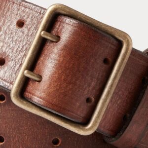 RALPH LAUREN LEATHER DOUBLE-PRONG BELT