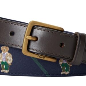 RALPH LAUREN POLO BEAR LEATHER-TRIM BELT