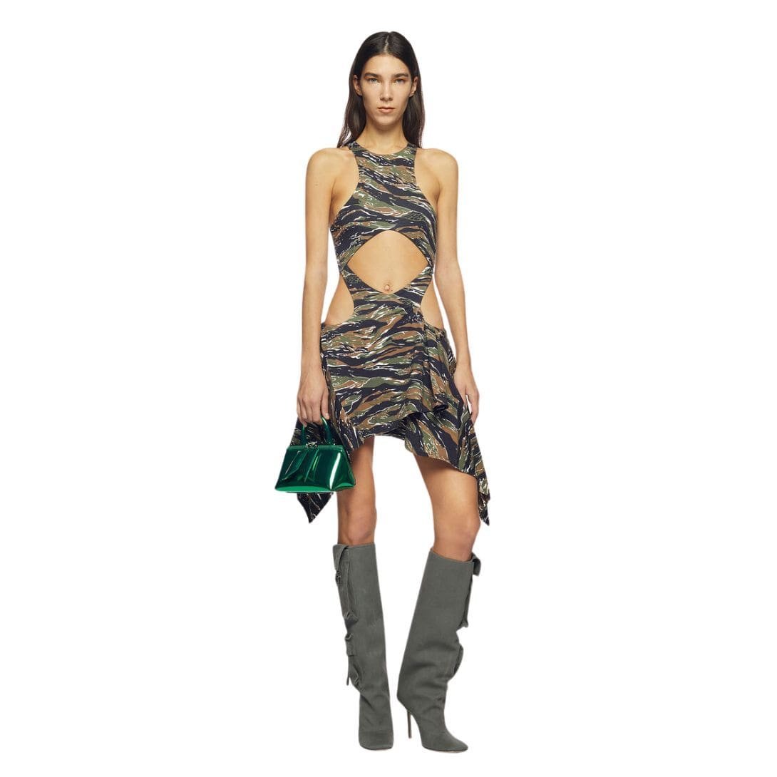 THE ATTICO "MAGNOLIA" MILITARY AND LIGHT BROWN MINI DRESS - Image 3