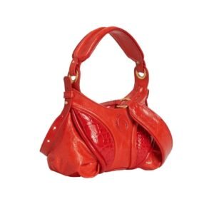 MARINE SERRE EMBOSSED LEATHER MINI FUTURA RED