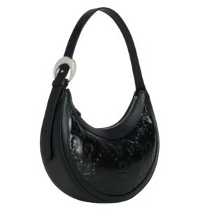 MARINE SERRE EMBOSSED LEATHER MINI ECLIPS LEATHER BLACK