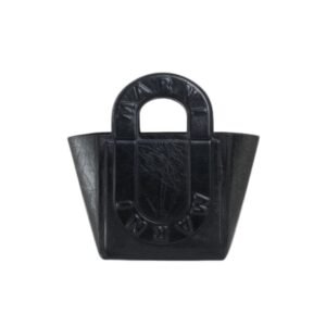 MARNI BLACK LEATHER SWEEDY SMALL TOTE BAG