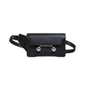 MARNI BLACK LEATHER TRUNKAROO CROSSBODY BAG