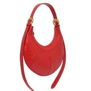MARINE SERRE EMBOSSED LEATHER ECLIPS CROSSBODY RED
