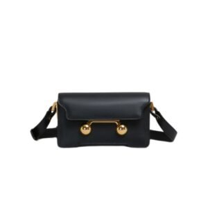 MARNI BLACK LEATHER TRUNKAROO MINI SHOULDER BAG