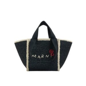 MARNI BLACK MACRAMÉ SILLO SMALL SHOPPER