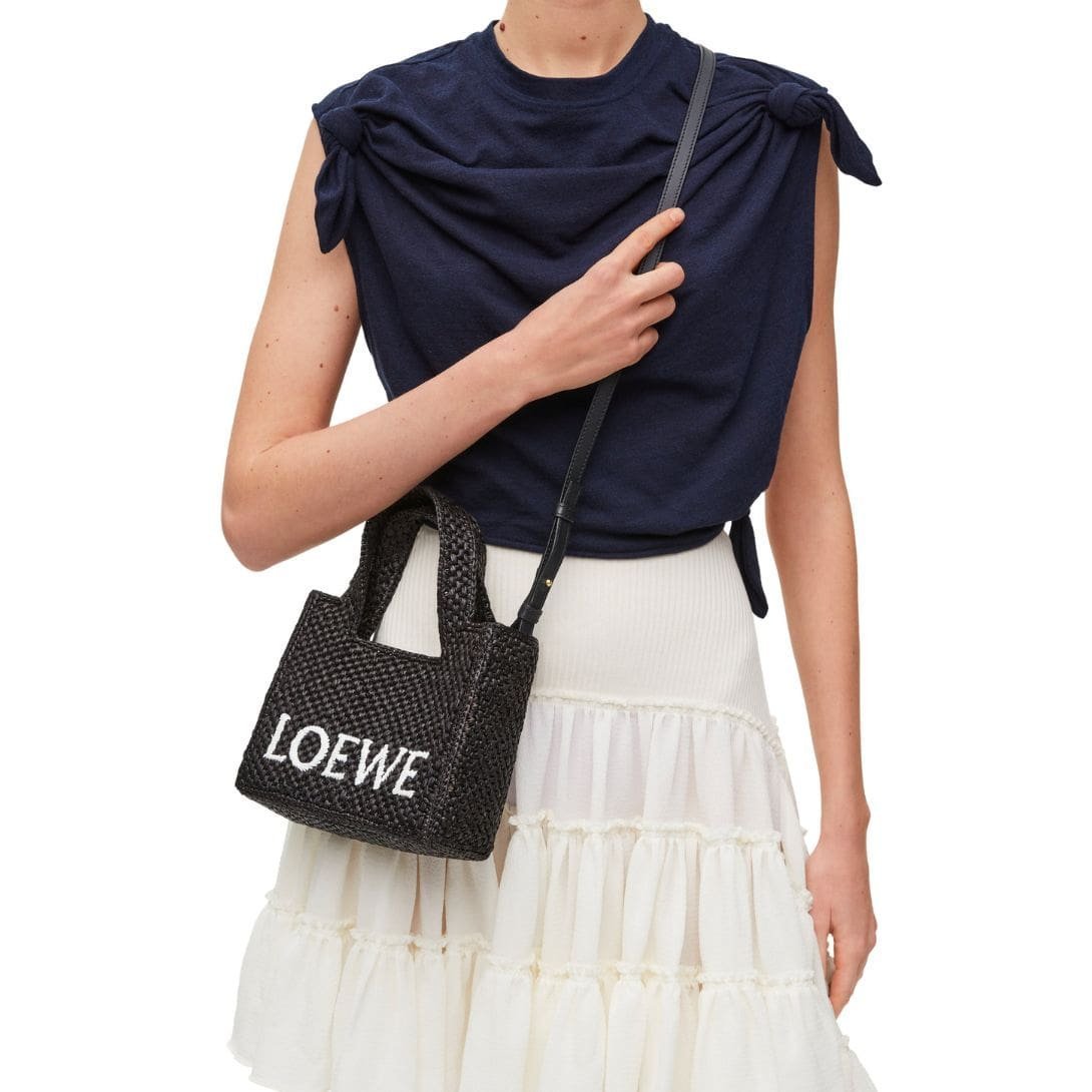 LOEWE FONT TOTE MINI BAG IN RAFFIA - Image 8