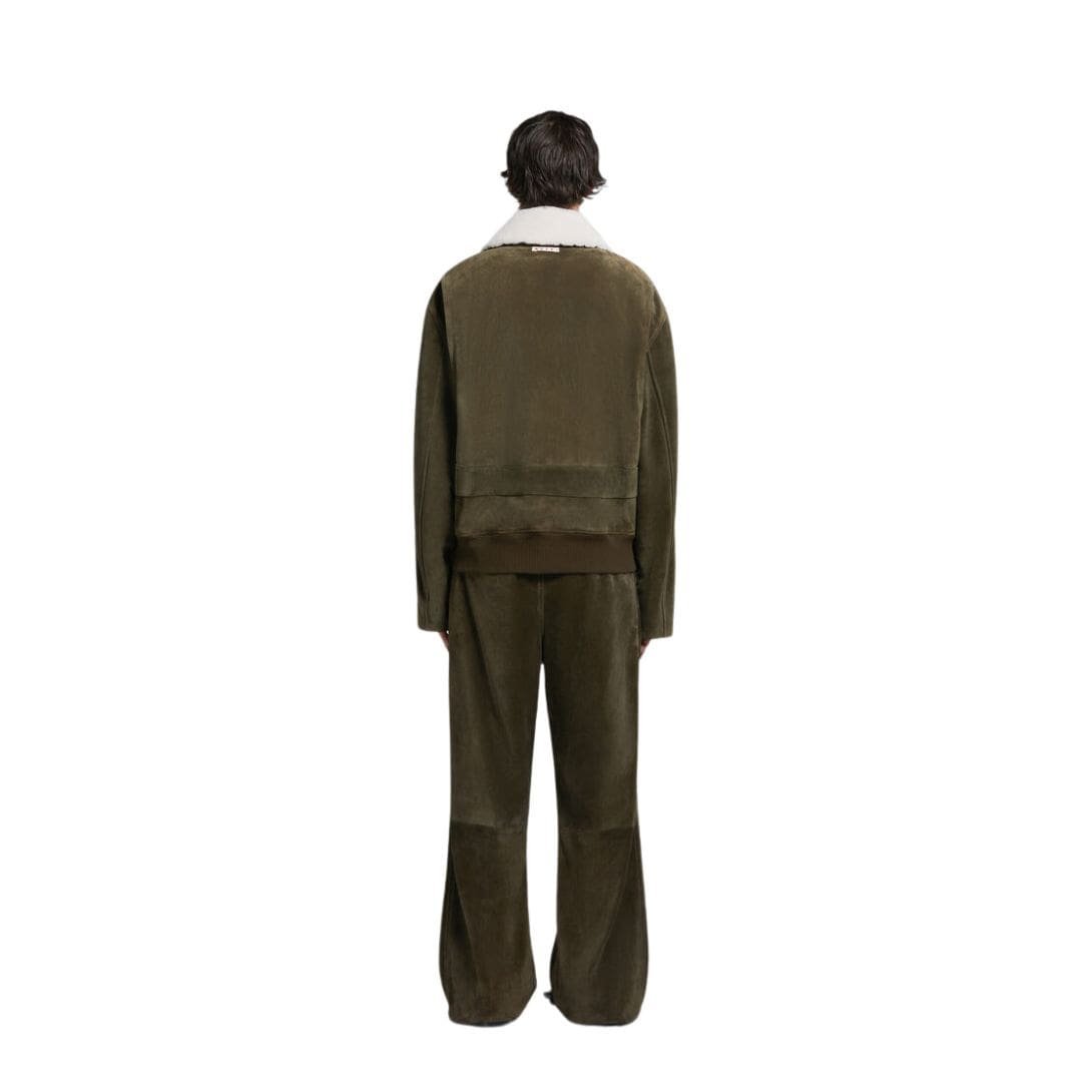 MARNI GREEN SUEDE JACKET WITH SHEARLING COLLAR - Image 3