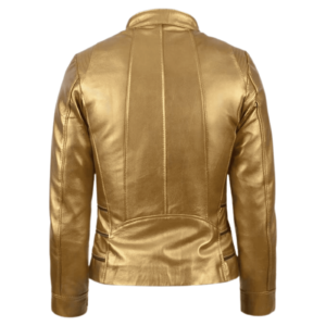 Gold Leather Jacket Women