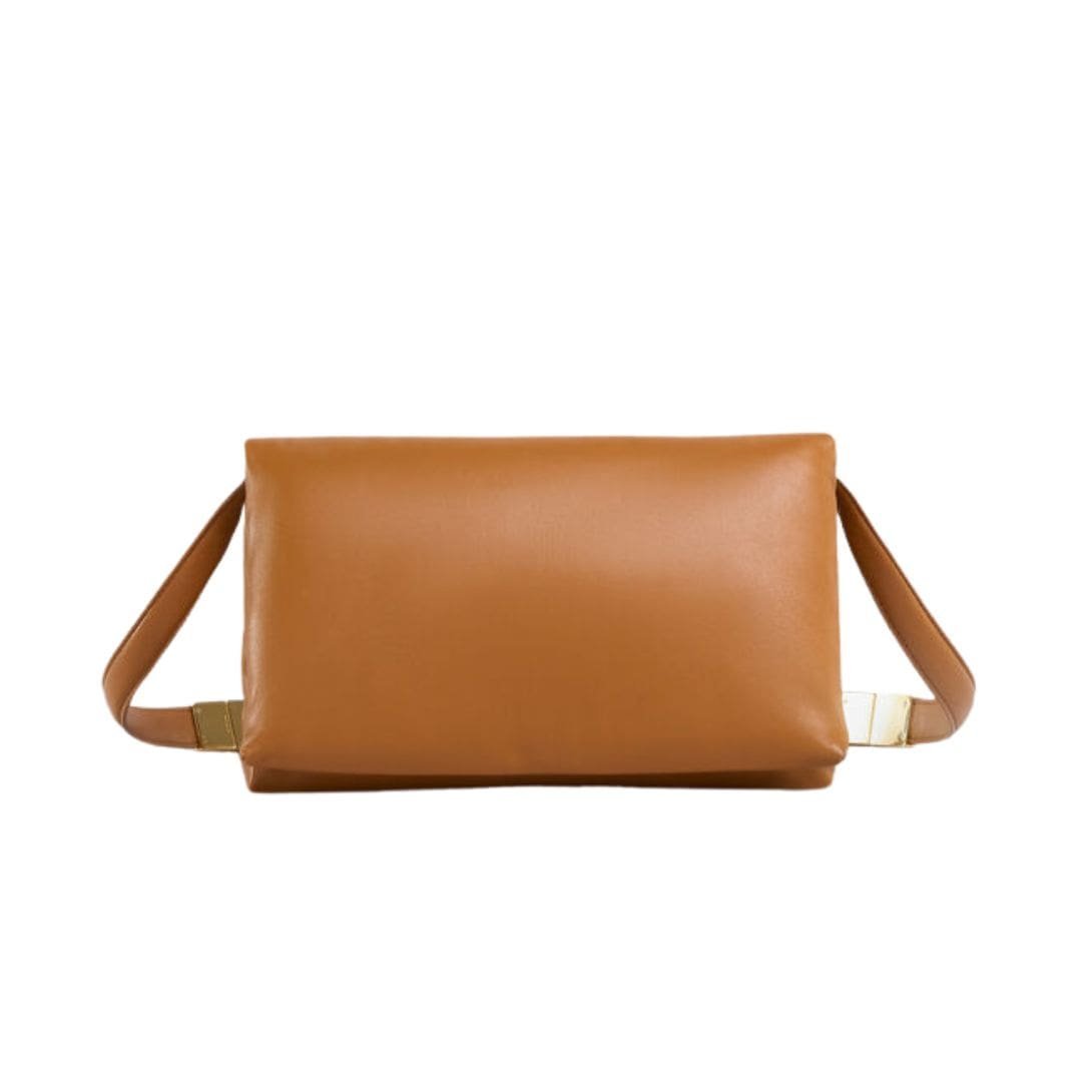 MARNI BROWN LEATHER PRISMA SHOULDER BAG