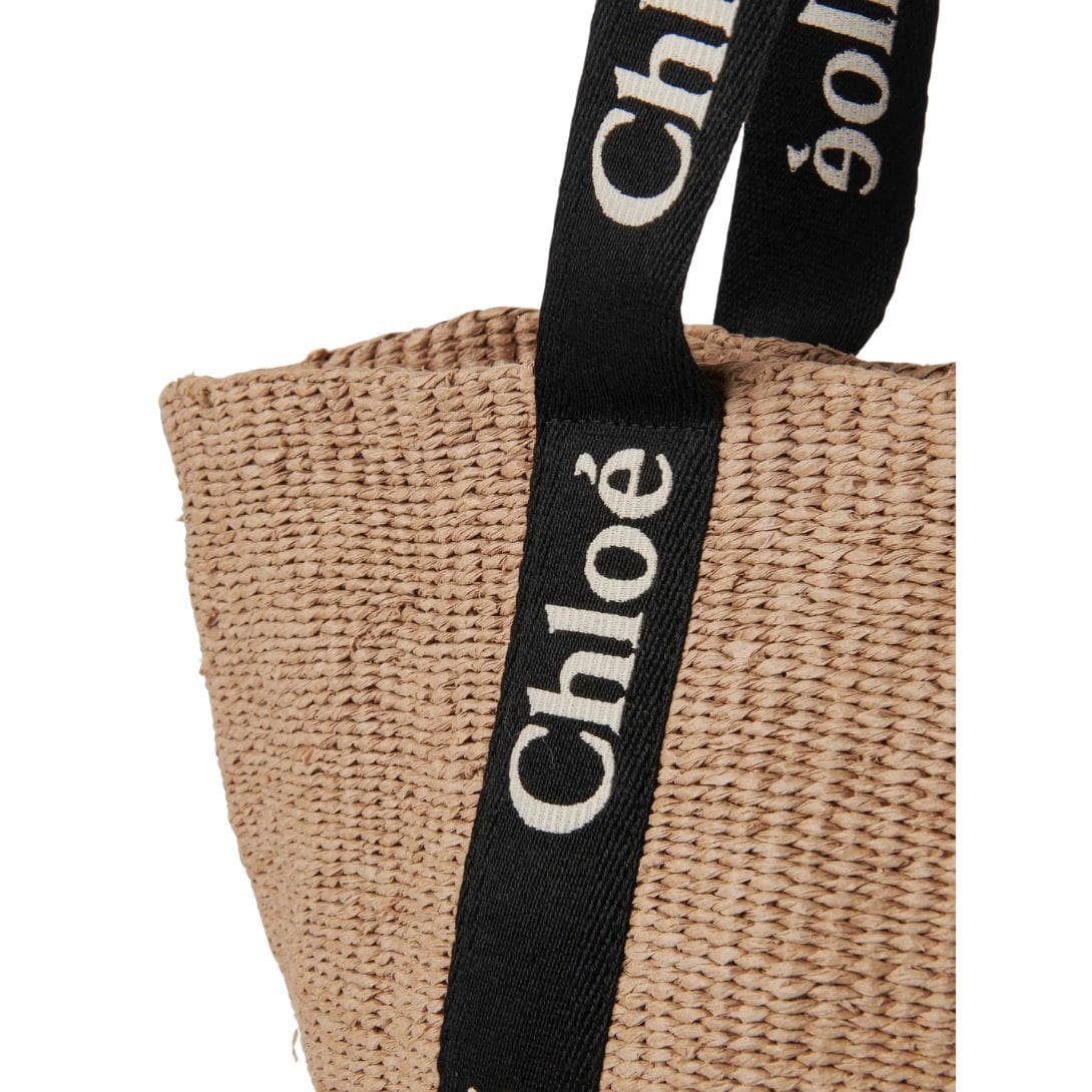 CHLOE LARGE WOODY BASKET BLACK AND BEIGE - Image 6
