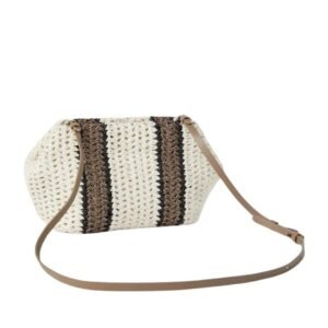BRUNELLO CUCINELLI RAFFIA-EFFECT KNIT STRIPED BAG