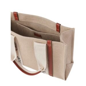 CHLOE MEDIUM WOODY TOTE BAG WHITE & BROWN