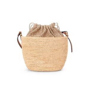 LOEWE CLUTCH BAG IN RAFFIA AND CALFSKIN