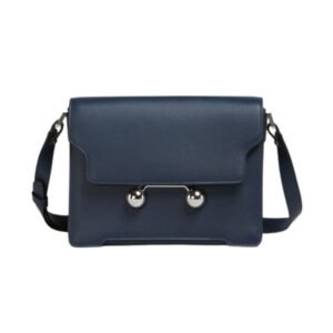 MARNI DEEP BLUE LEATHER TRUNKAROO MEDIUM SHOULDER BAG