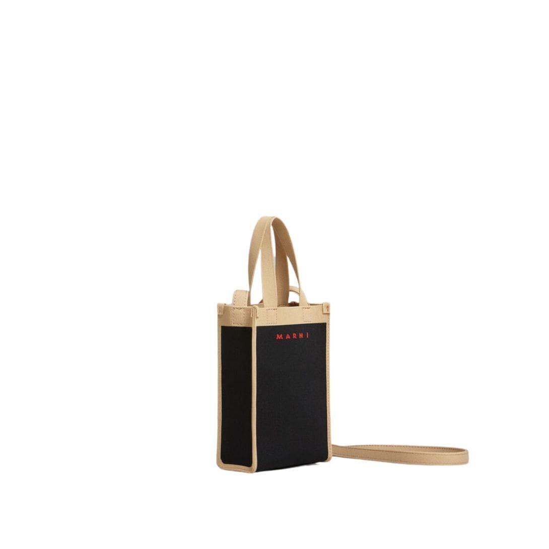 MARNI BLACK AND BEIGE JACQUARD MINI SHOULDER BAG - Image 4