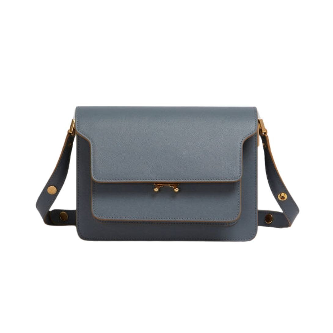 MARNI GREY SAFFIANO LEATHER MEDIUM TRUNK BAG
